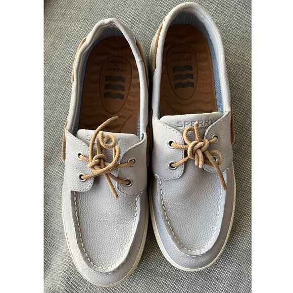 Sperry Bahama Plushwave Boat Shoes in Light Gray Leather, Men's 9.5 - Picture 3 of 8
